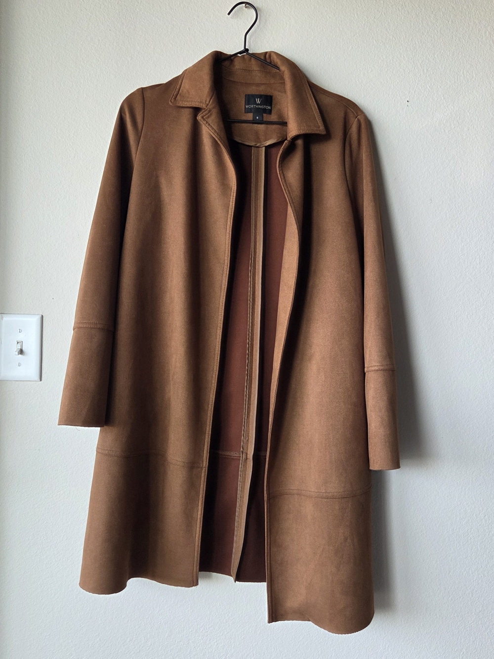 Worthington Women's Chestnut Brown Long Suede Lightweight Jacket - Small